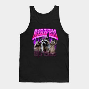 Rizz Em With The Tism Retro Shirt, Vintage Funny Raccoon Graphic Shirt, Autism Awareness, Raccoon Meme Tank Top